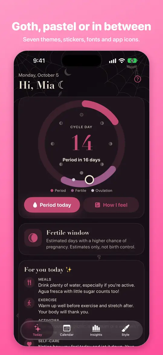 Theme options: goth, pastel or in between