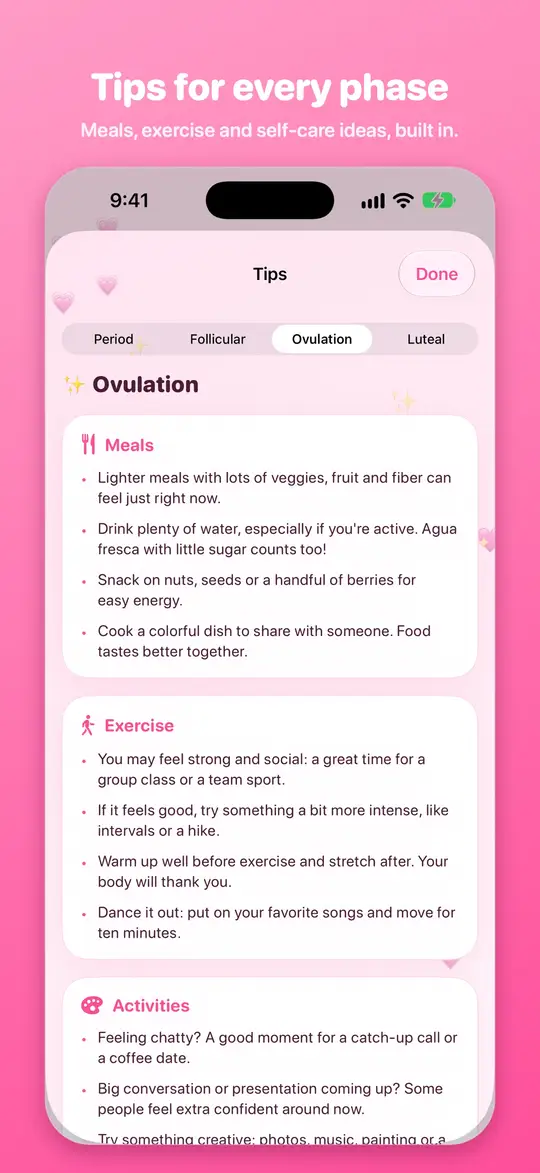 Daily tips and a short note on how the app is used