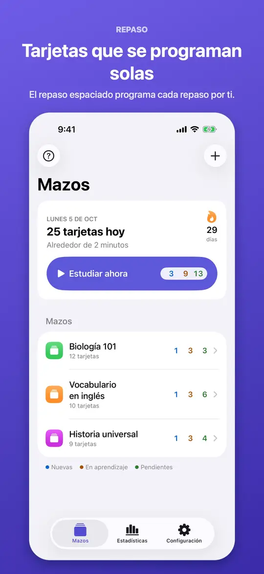 Tus mazos, uno por cada tema