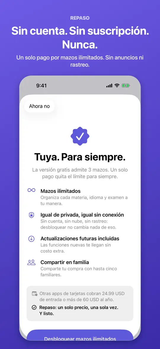 Desbloquea mazos ilimitados con un solo pago