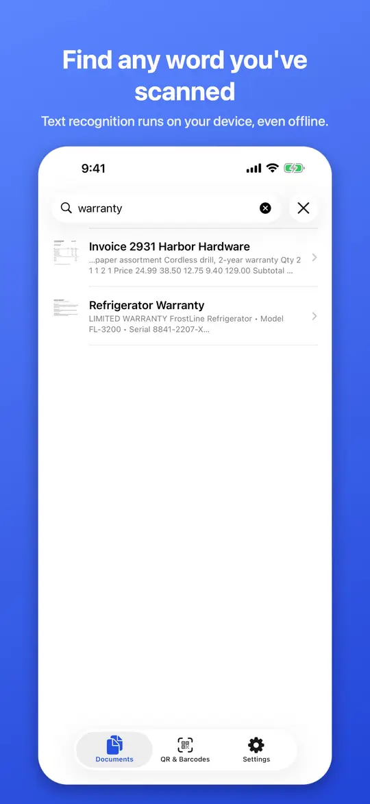 Searching the text inside your scanned documents