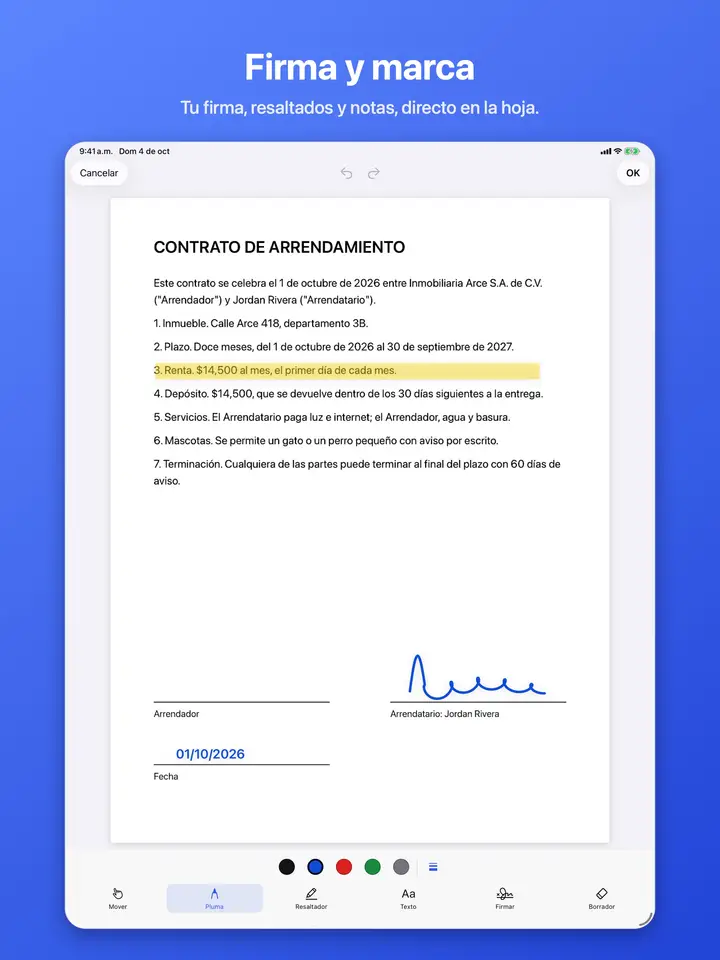 Cómo anotar y firmar una página escaneada