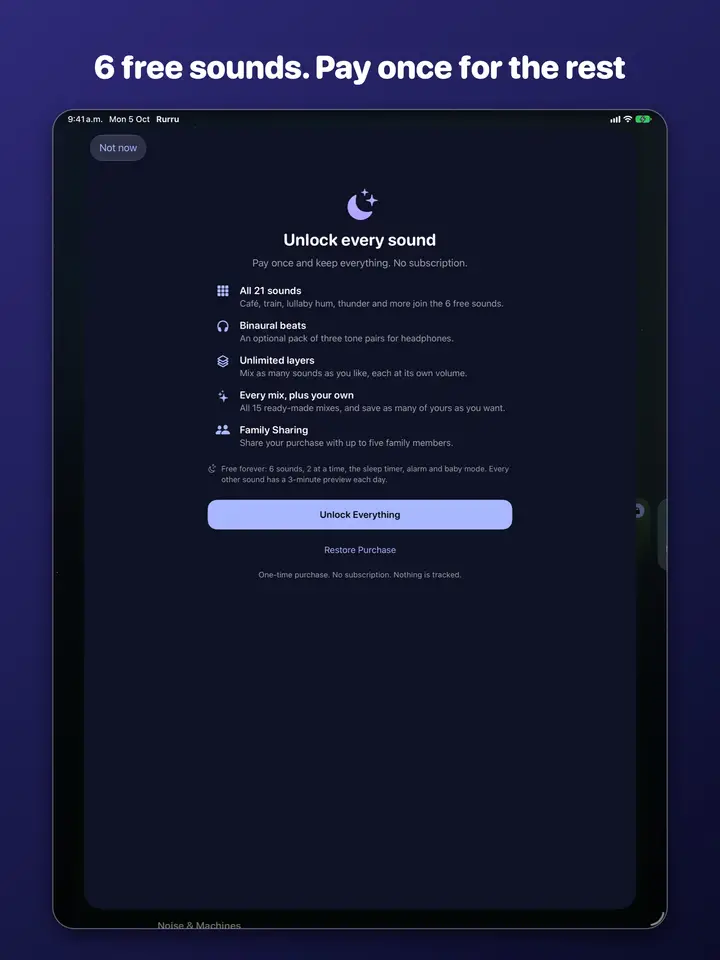 Rurru works offline with no account and no tracking