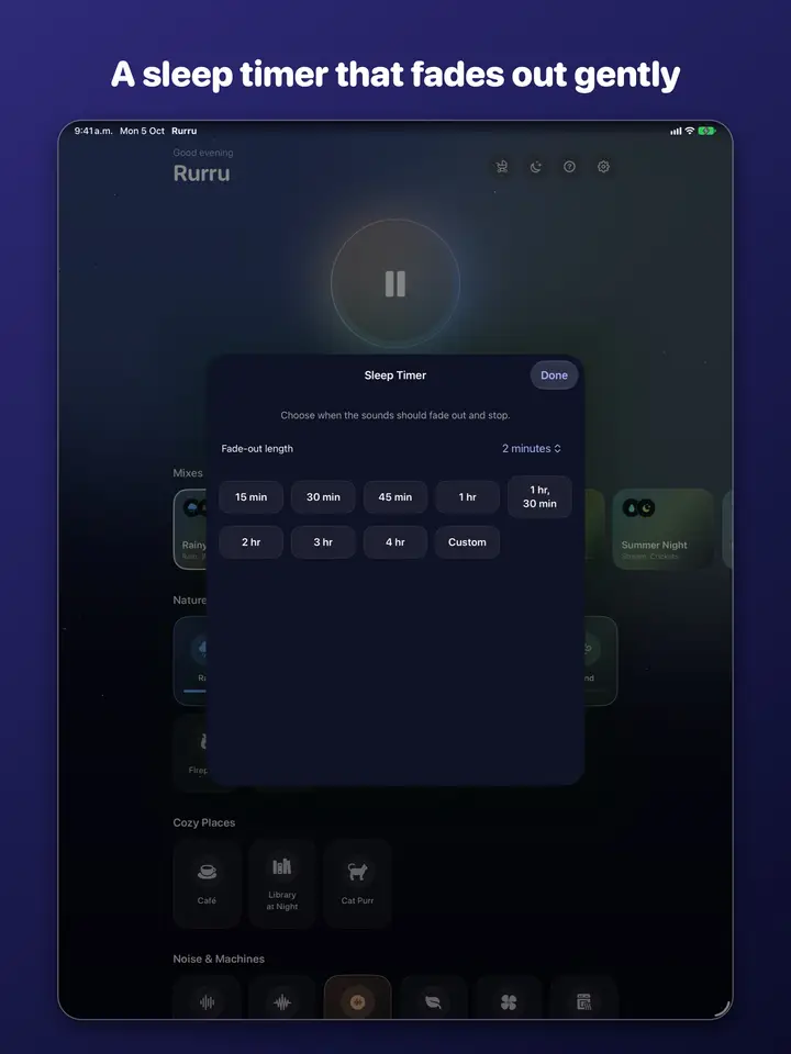 Setting a sleep timer
