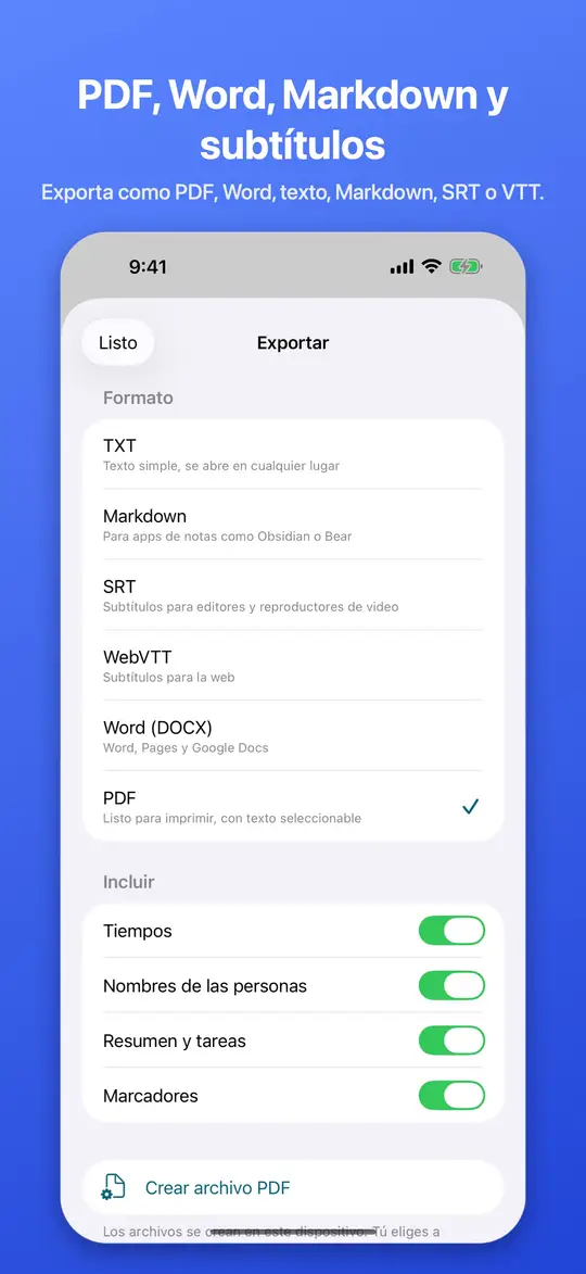 Cómo exportar una transcripción