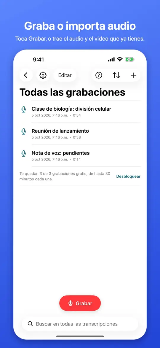 Grabación de audio en tu dispositivo